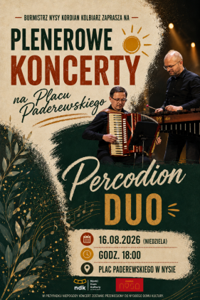 PLENEROWE KONCERTY NA PLACU PADEREWSKIEGO - PERCODION DUO Kliknięcie w obrazek spowoduje wyświetlenie jego powiększenia